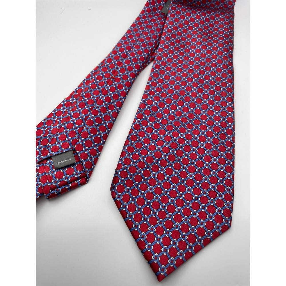 Daniel Cremieux Signature Sevenfold Red Silk Geometric Chain Link Tie Limited Ed